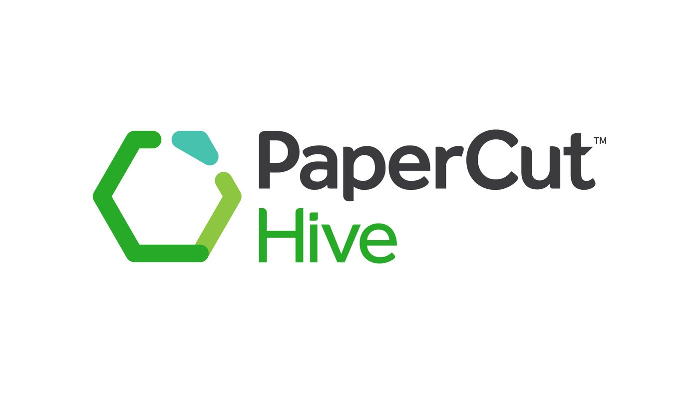 PaperCut Hive cloud print management logo in green and black.