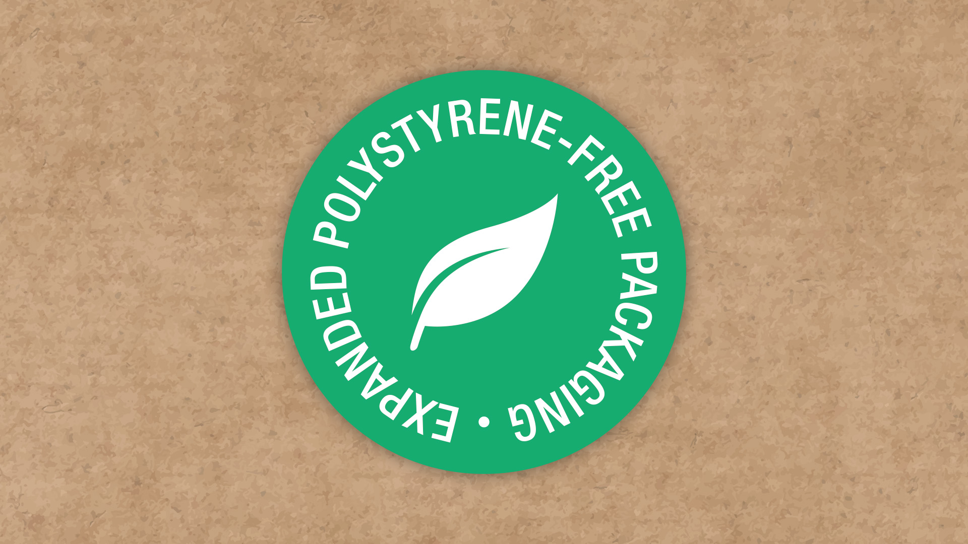 Expanded polystyrene free packaging sticker highlighting Brother’s commitment to sustainable, recyclable packaging.