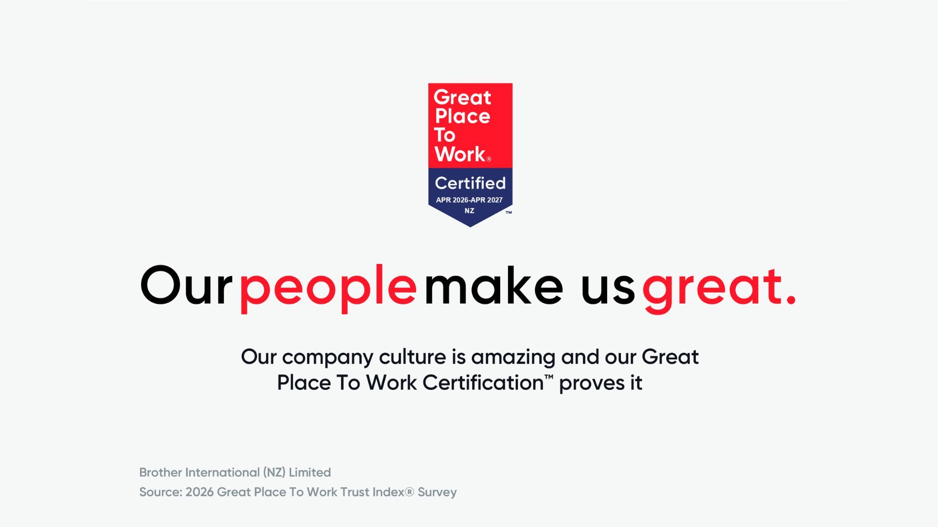 Brother NZ Named a Great Place to Work® for the Third Consecutive Year