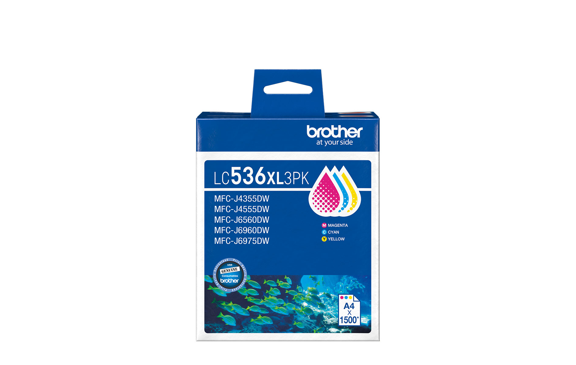 LC536XL3PK Brother Genuine Multipack CMY High-Yield Ink Cartridge - 3pk