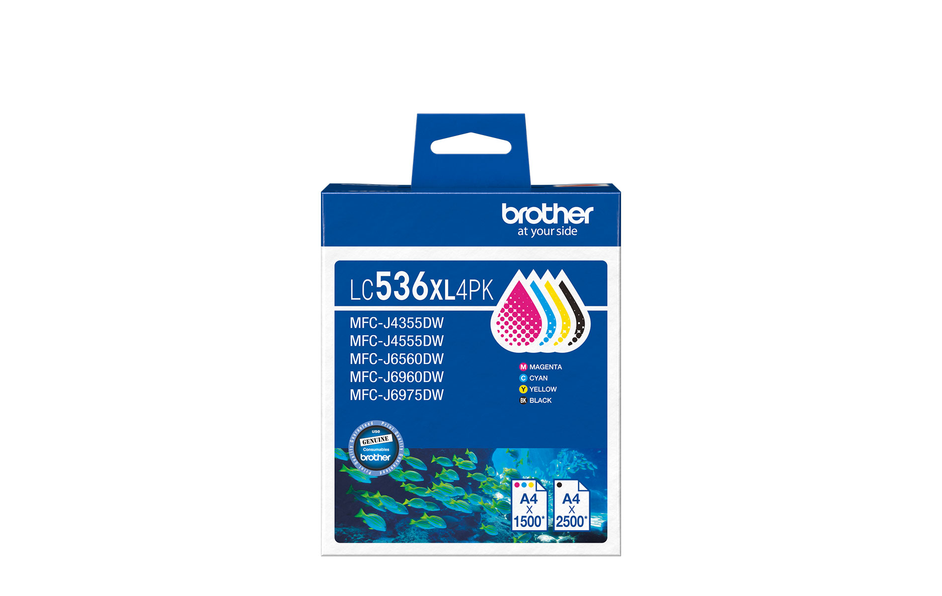 LC536XL4PK Brother Genuine Multipack CMYK High-Yield Ink Cartridge - 4pk