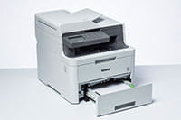 DCP-L3550CDW colour printer with paper tray open