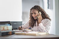 Women with long hair on phone