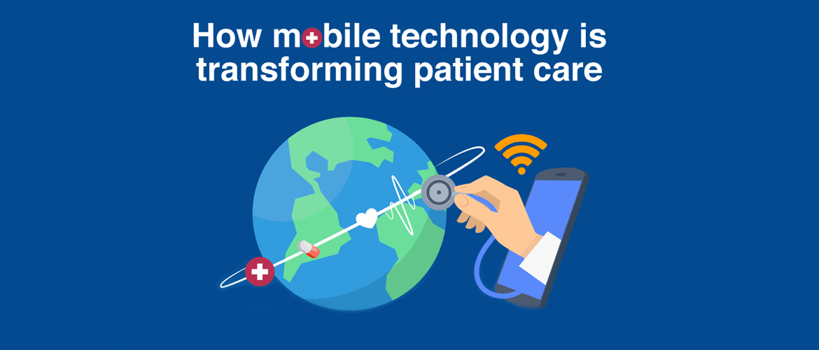 illustration of a doctor's hand using a stethoscope on the planet