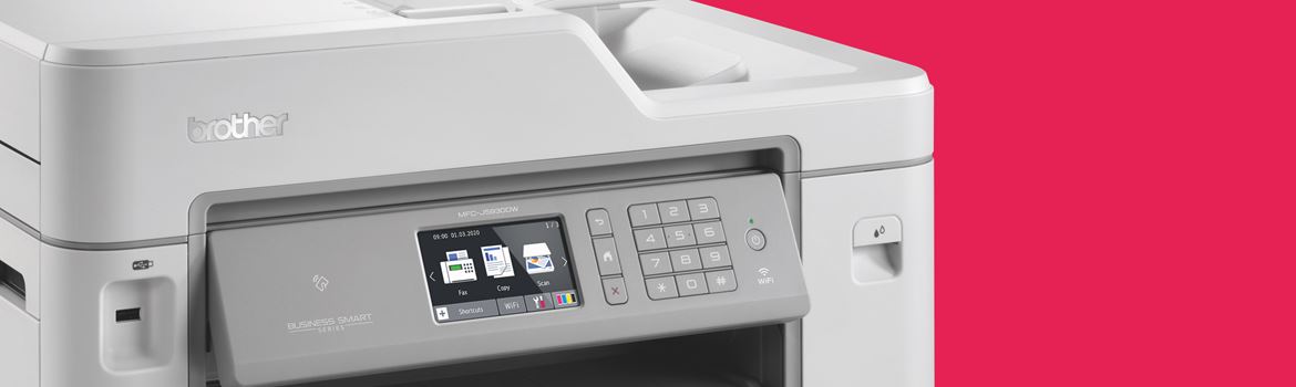 inkjet printer against a red background