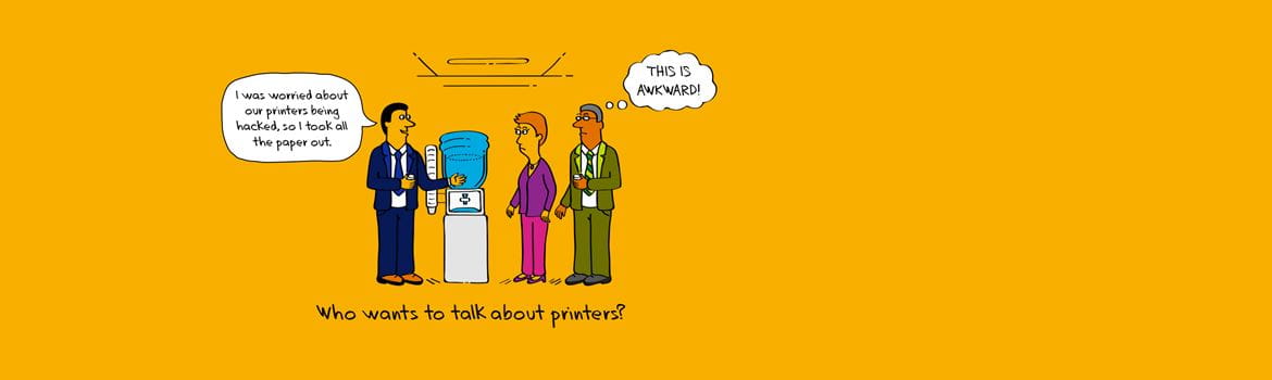 Illustration of an awkward print office situation 