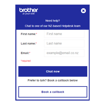 Brother live chat step 2