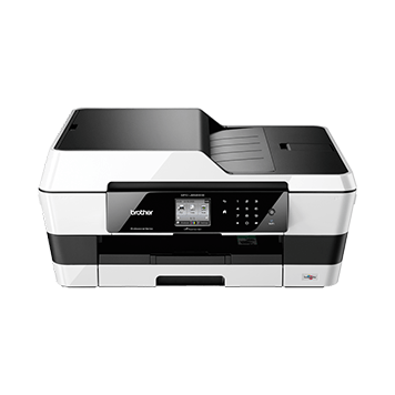 A black and white brother printer on a white background