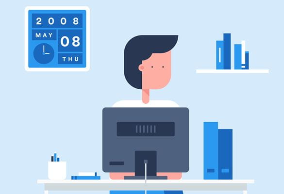 Animated image of a person sat at a desk