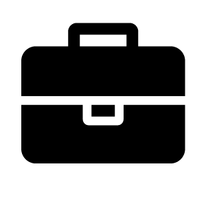 Black icon of briefcase for offices