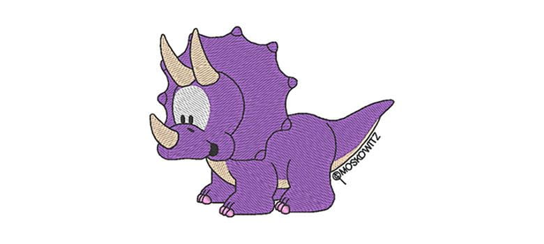 Purple dinosaur embroidery design