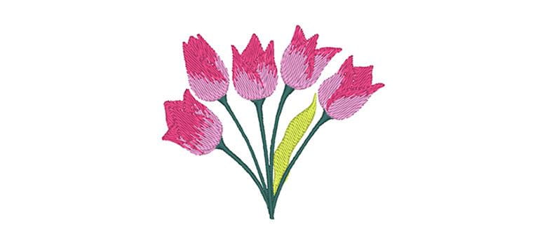 Pink tulips embroidery design