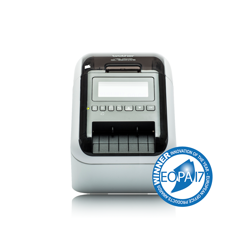 QL820NWB front view with reflection and EOPA 2017 award logo