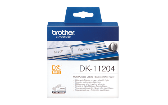 Genuine Brother DK-11204 Label Roll – Black on White, 17mm x 54mm