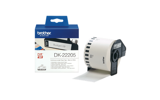Genuine Brother DK-22205 Continuous Paper Label Roll – Black on White, 62mm wide 3