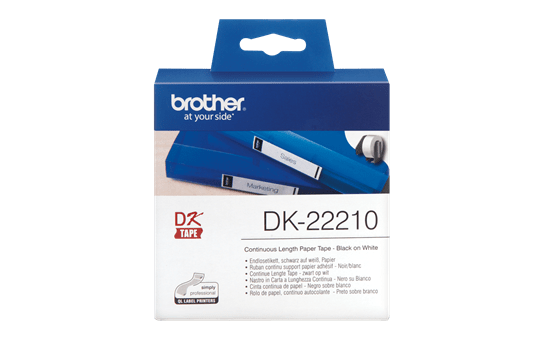 Genuine Brother DK-22210 Continuous Paper Label Roll – Black on White, 29mm wide
