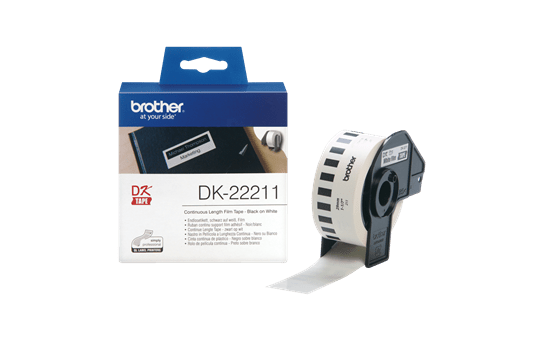 Genuine Brother DK-22211 Continuous Film Label Roll – Black on White, 29mm. 3