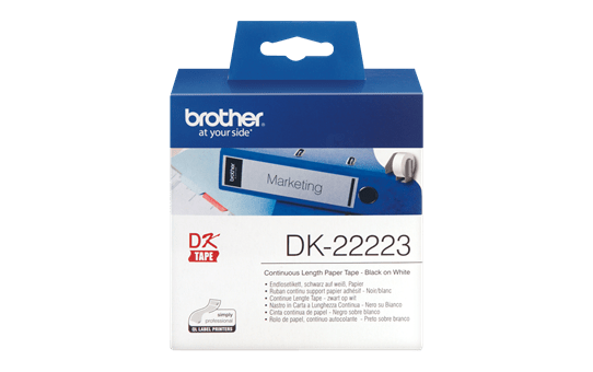 DK-22223 Continuous Paper Label Roll - Black on White - 50mm wide