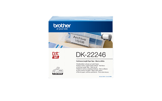 Genuine Brother DK-22246 Continuous Paper Label Roll – Black on White, 103mm wide