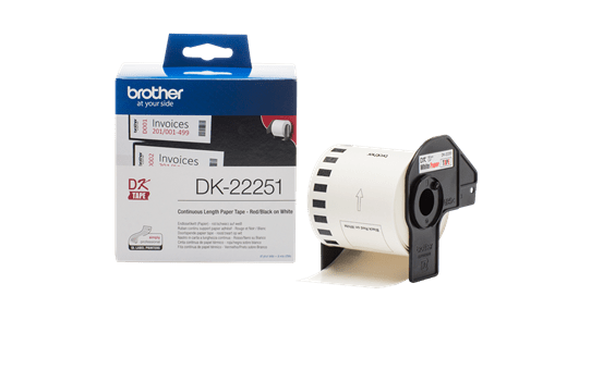 Genuine Brother DK-22251 Continuous Paper Label Roll – Black and Red on White, 62mm 3