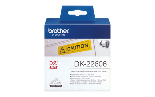 Genuine Brother DK-22606 Continuous Film Label Tape – Black on Yellow, 62mm wide 2