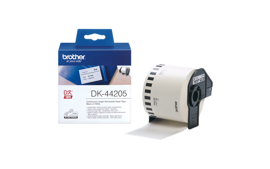 Genuine Brother DK-44205 Continuous Paper Label Roll with Removable Adhesive – Black on White, 62mm 3