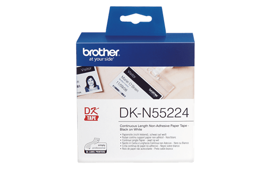 Genuine Brother DK-N55224 Continuous Non-Adhesive Paper Roll – Black on White, 54mm