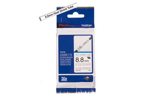 Genuine Brother HSe-221 Label Roll – Black on White with heat shrink, 8.8mm x 1.5M  2