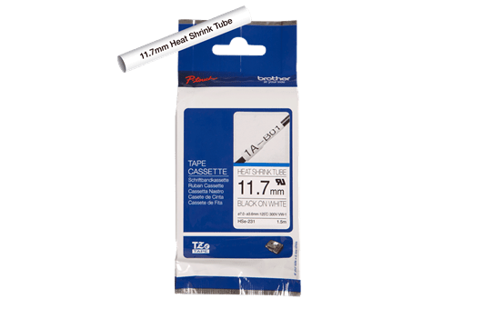 Genuine Brother HSe-231 Heat Shrink Tube Tape Cassette – Black on White, 11.7mm wide 2