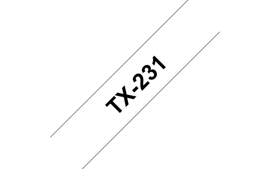 Genuine Brother TX-231 Labelling Tape Cassette – Black on White, 12mm wide