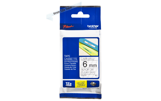Genuine Brother TZe-111 Labelling Tape Cassette – Black on Clear, 6mm wide 2