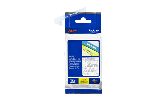 Genuine Brother TZe-135 Labelling Tape Cassette – White On Clear, 12mm wide 2