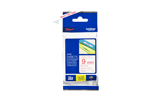 Genuine Brother TZe-222 Labelling Tape Cassette – Red on White, 9mm wide 2