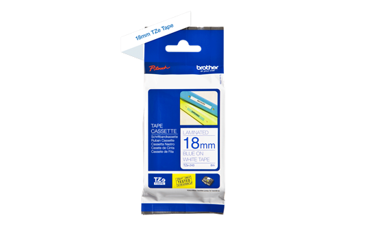 Genuine Brother TZe-243 Labelling Tape Cassette – Blue on White, 18mm wide 2