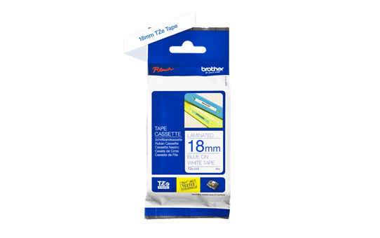Genuine Brother TZe-243 Labelling Tape Cassette – Blue on White, 18mm wide 2