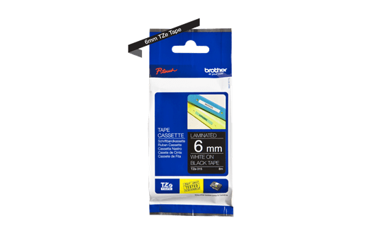 Genuine Brother TZe-315 Labelling Tape Cassette – White On Black, 6mm wide 2