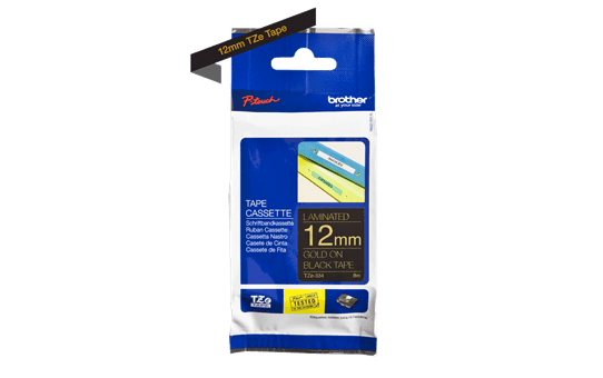 Genuine Brother TZe-334 Labelling Tape Cassette – Gold On Black, 12mm wide 2