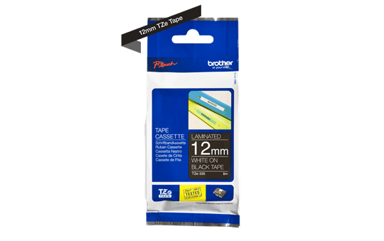 Genuine Brother TZe-335 Labelling Tape – White on Black, 12mm wide 2