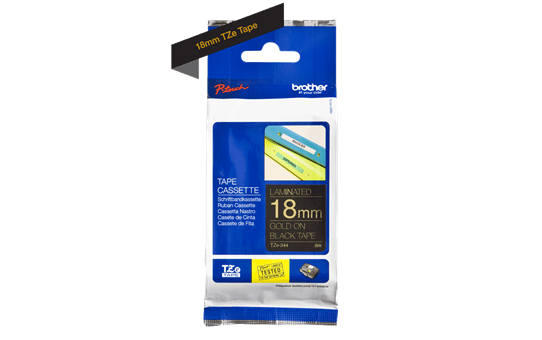 Genuine Brother TZe-344 Labelling Tape Cassette – Gold On Black, 18mm wide 2