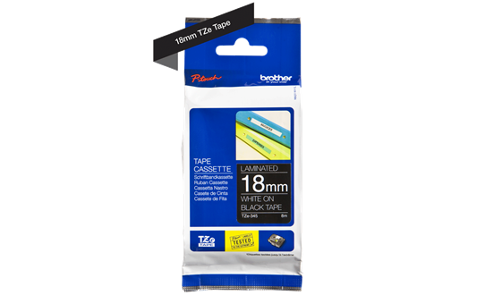 Genuine Brother TZe-345 Labelling Tape Cassette – White On Black, 18mm wide 2