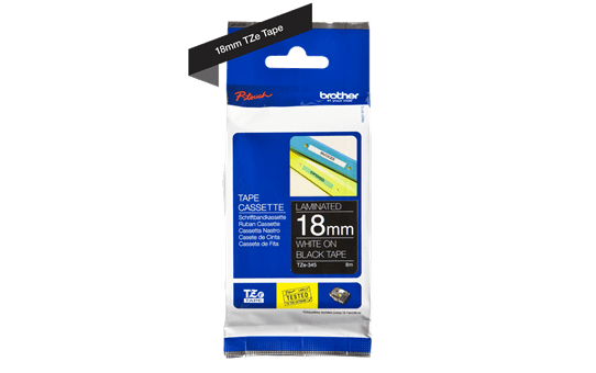 Genuine Brother TZe-345 Labelling Tape Cassette – White On Black, 18mm wide 2
