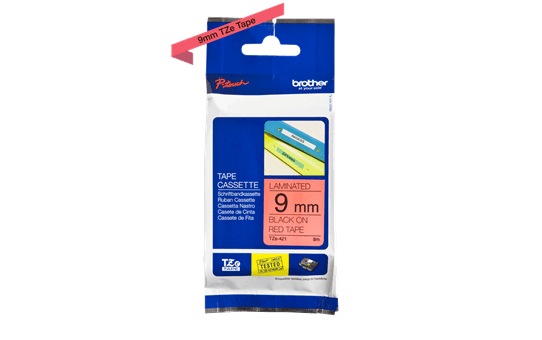 Genuine Brother TZe-421 Labelling Tape Cassette – Black on Red, 9mm wide 2