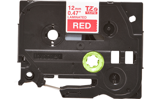 Genuine Brother TZe-435 Labelling Tape Cassette – White on Red, 12mm wide