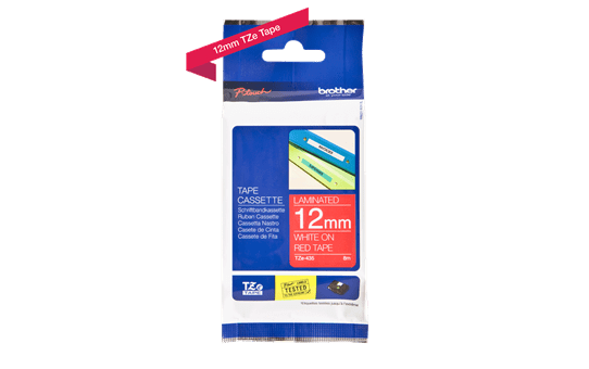 Genuine Brother TZe-435 Labelling Tape Cassette – White on Red, 12mm wide 2