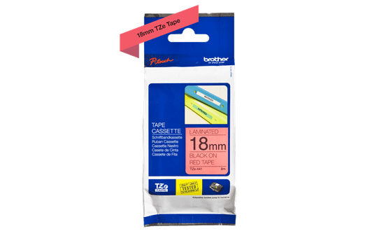 Genuine Brother TZe-441 Labelling Tape Cassette – Black on Red, 18mm wide 2