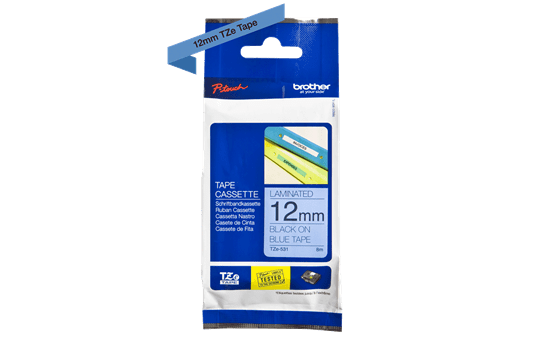 Genuine Brother TZe-531 Labelling Tape Cassette – Black on Blue, 12mm wide 2