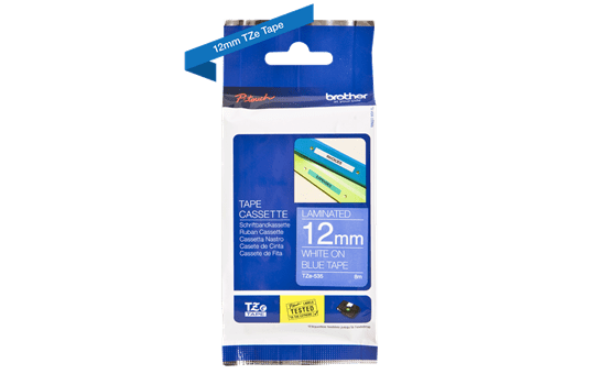 Genuine Brother TZe-535 Labelling Tape Cassette – White On Blue, 12mm wide 2