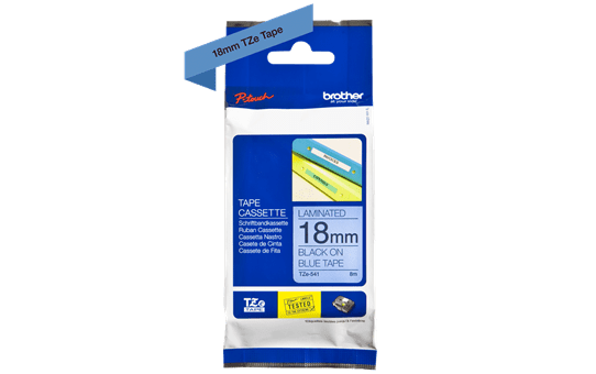 Genuine Brother TZe-541 Labelling Tape Cassette – Black on Blue, 18mm wide 2