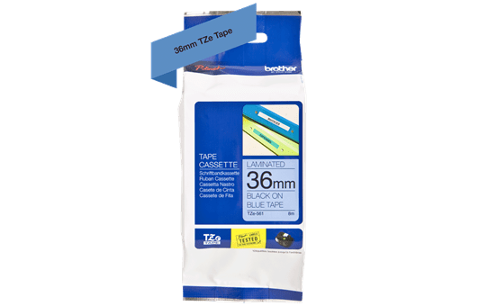 Genuine Brother TZe-561 Labelling Tape Cassette – Black on Blue, 36mm wide 2