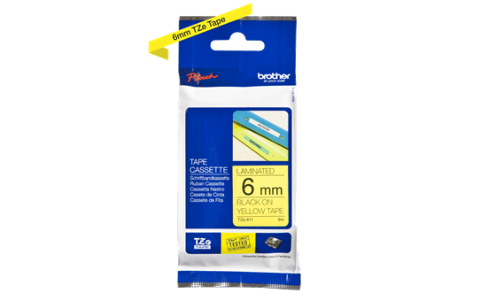 Genuine Brother TZe-611 Labelling Tape Cassette – Black on Yellow, 6mm wide 2